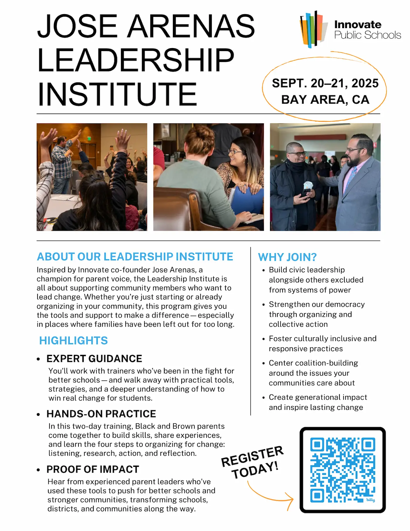 Jose Arenas Parent Leadership Institute Flyer